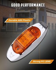 6pcs 6LED Amber LED Trailer Marker Light w/Chrome Bezel Assembly Side Marker Lig