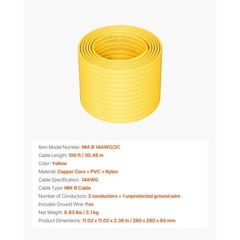 NM-B Wire, 14AWG/2C Non-Mettalic Residential Indoor Electrical Wire with Ground