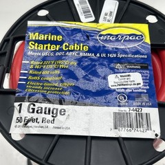 MARPAC EPM MARINE MASTER 7-4427 50′ RED MARINE STARTER BATTERY CABLE 1 AWG 50 FT