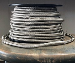 Steel Metal Covered Cord – Round 3wire Metal Braided Cable, Mesh Jack – Per Foot