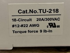 Power First TU-218 20A/300V Terminal Block 18 Position 22-12 AWG Barrier Strip