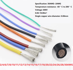 Flexible Silicone Wire Cable 2/4/6/7/8/10/11/12/13/14/15/16/17/18/20/22-30AWG