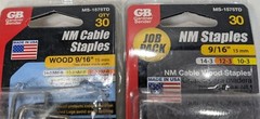 Lot of 2 Packs of 30 Gardner Bender NM Cable Staples MS-1575TD Wood 9/16″