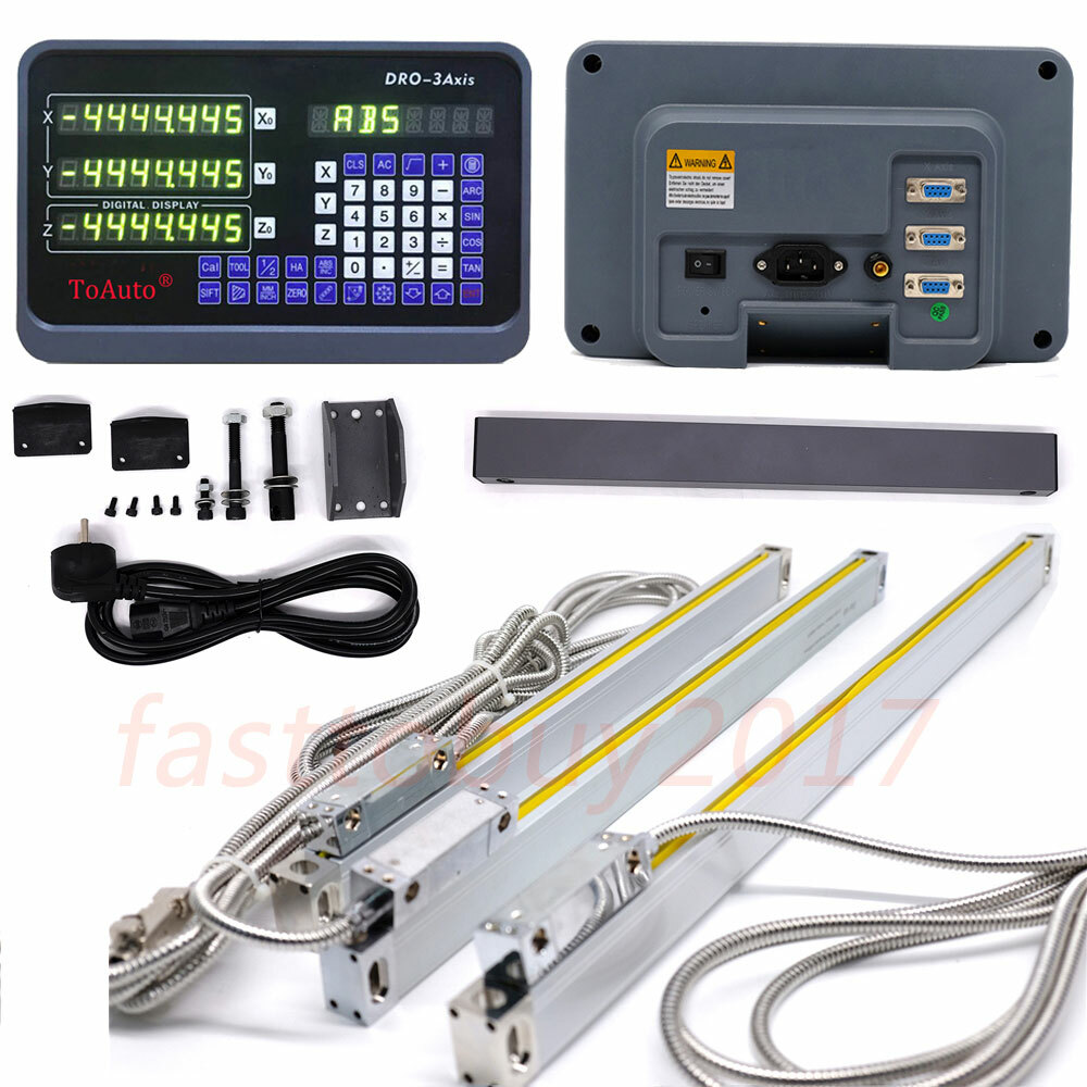 14″ 18″ 36″ Linear Glass Scale + 3 Axis DRO Digital Readout Display CNC Milling