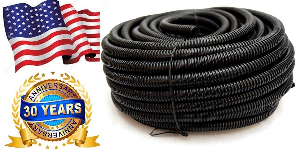ASLT12-25 25′ 1/2″ 10mm Split Wire Loom Conduit Polyethylene Corrugated Tubing