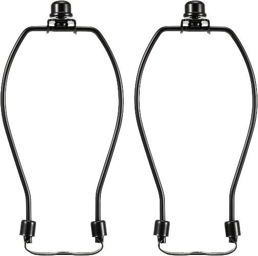 7 Inch Lamp Harp Kits Polish Black Finish 3/8 Inch Saddle Base Holes Light Duty