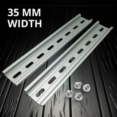 Slotted Aluminum DIN Rail, 35mm x 8”, Silver – 2 Pieces + 4 #10 S.S Screws