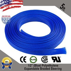 5 FT 1/2″ Blue Expandable Wire Cable Sleeving Sheathing Braided Loom Tubing US