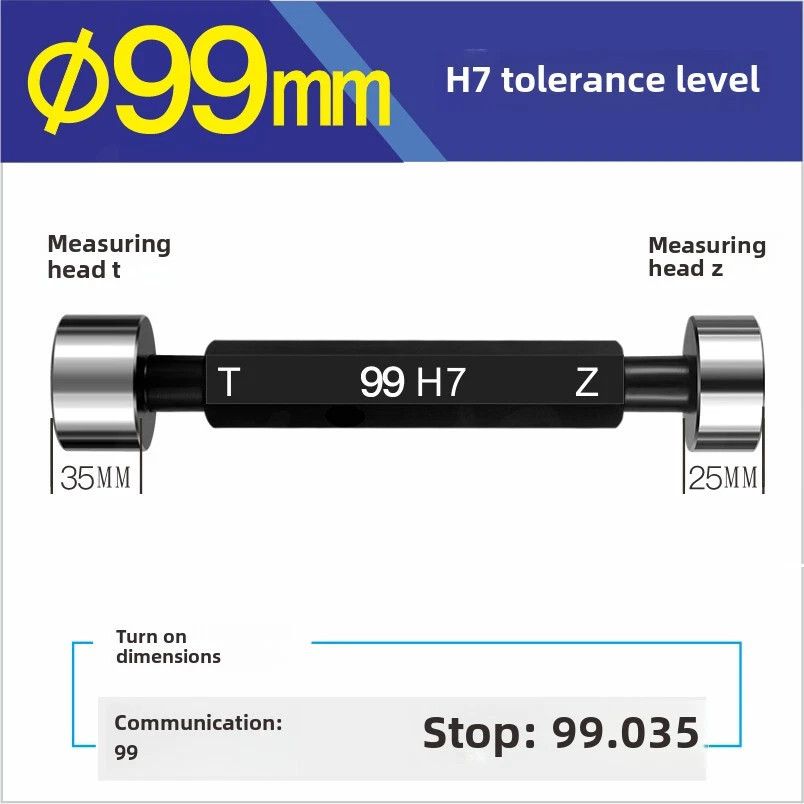 99 H7 Smooth Plug Gauge Through Stop Gauge Smooth Taper Gauge Double Head Bore