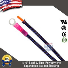 5 FT. 1/16″ Black Blue Expandable Wire Sleeving Sheathing Braided Loom Tubing UL