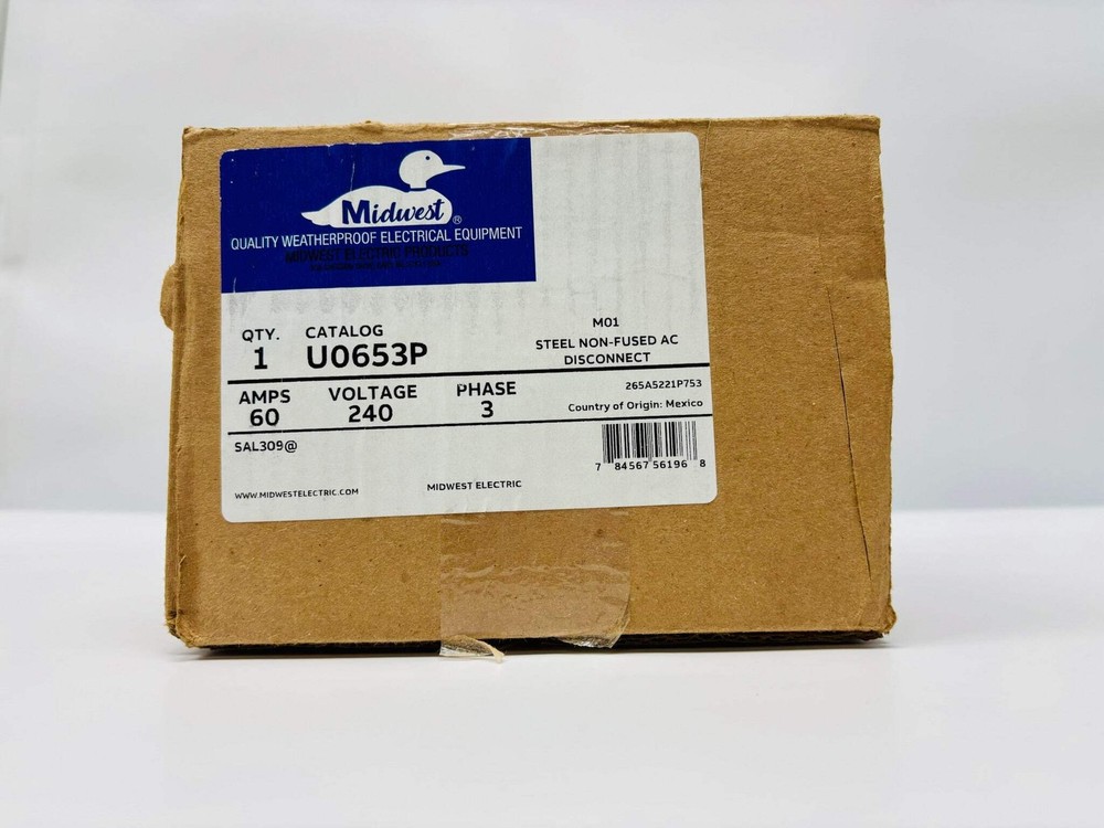 Midwest U0653P 60A 240V NEMA 3R Non-Fusible Pull-Out Disconnect