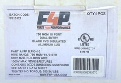 F4P IL750-10 750 MCM 10 Black PVC Insulated Lug (NEW IN BOX)