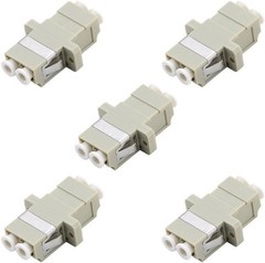 LC to LC Duplex Multimode Fiber Optic Adapter Coupler, 5 Pack in Beige