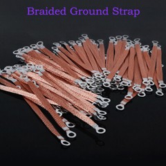 100x Copper Clad Aluminium Flat Braid Ground Lead Strap Cable Wire Kit 200/300mm