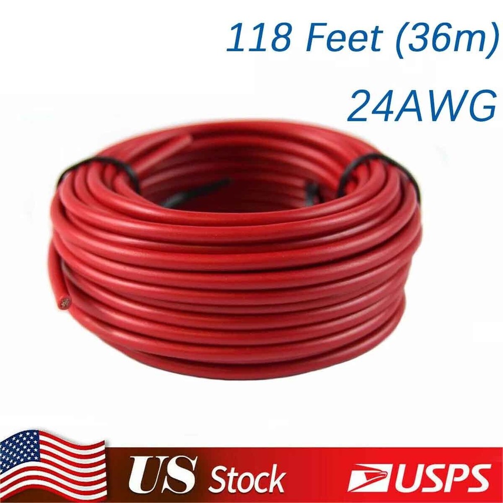 36m (118 Feet) 24 AWG Gauge Silicone Wire Cable Flexible Stranded Coppe
