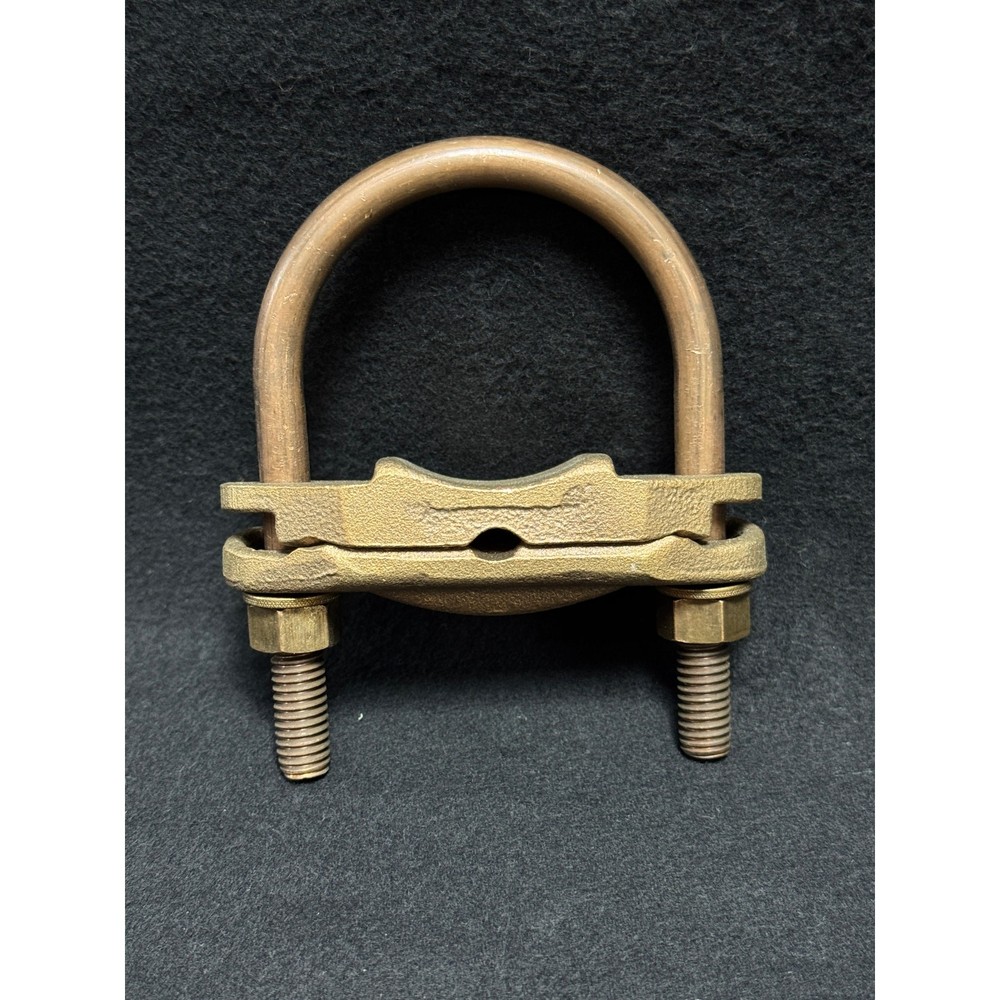 Qty 1 – NOS GPL-33 / 2″ IPS, 4 – 2/0 Bronze Copper U-Bolt Ground Clamp