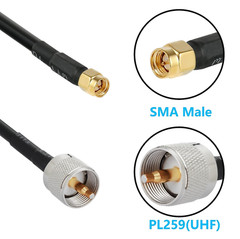 WIZACE 3, 10, & 15 ft SMA Male to PL259 UHF S-LMR240 Extension Cable 50 (Ohm)