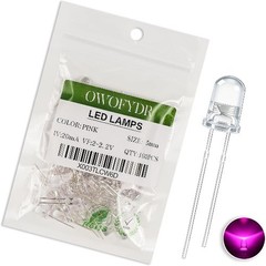 5mm Pink LED Diode Lamp Transparent Lens Round DC 3V 20mA Lighting Bulb