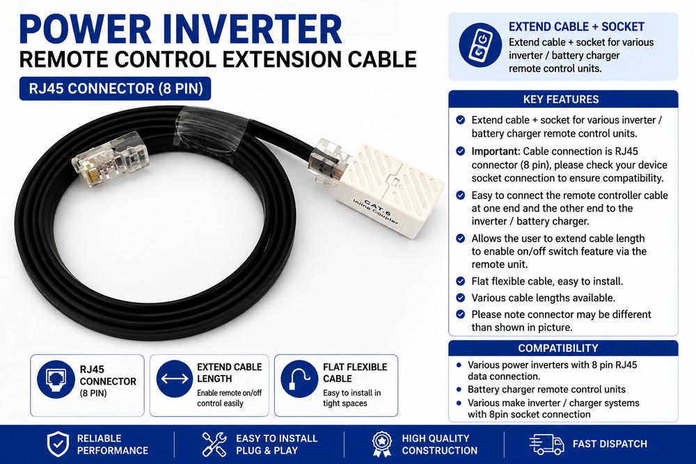 POWER BATTERY UNIT REMOTE CONTROL EXTENSION 8 PIN RJ45 CABLE