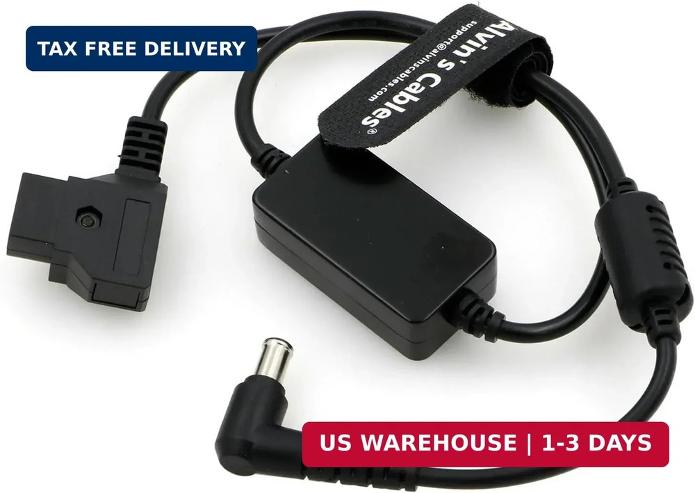 Alvin’s Cables D-tap to DC Power Cable for Sony FX6 FX9 Camera Right Angle DC to