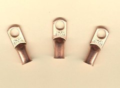 20 Bare Battery BIG COPPER LUG Ring Terminal Connector #6 Wire Gauge 1/4″ Stud