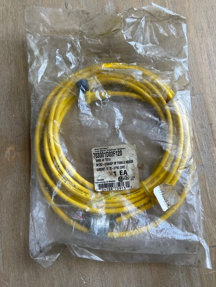 WOODHEAD BRAD HARRISON 703001D02F120 MICRO-CHANGE CORDSET 3P FEMALE 12′ NEW