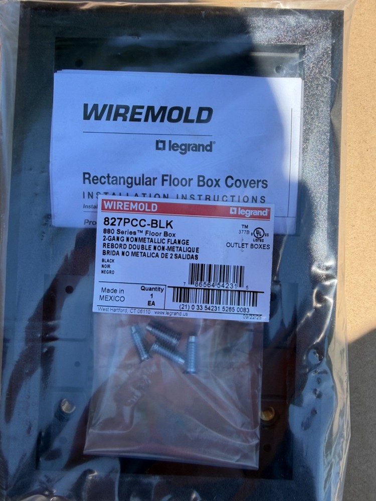 Wiremold 827PCC-BLK Floor Box Cover Black 880 Series Legrand NEW