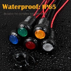 5pc 12V 24V LED Indicator Light Plastic Black Signal Dot Lamp 12mm Mounting