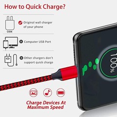 Braided USB C Type-C Fast Charging Data SYNC Charger Cable Cord 6 Ft. Long.