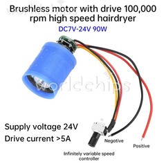 DC9V12V24V 100000RPM BLDC 3-Phase Ultra High Speed Brushless Motor w/ Driver Fan