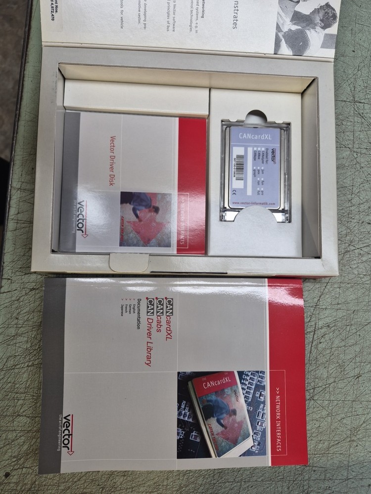 Vector CANcardXL FULL BOX SET – S/N 015606 – Manuals, Disc & Case – Mint