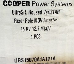 COOPER POWER SYSTEMS 15KV 12.7 MCOV ULTRASIL HOUSED VARISTAR RISER POLE