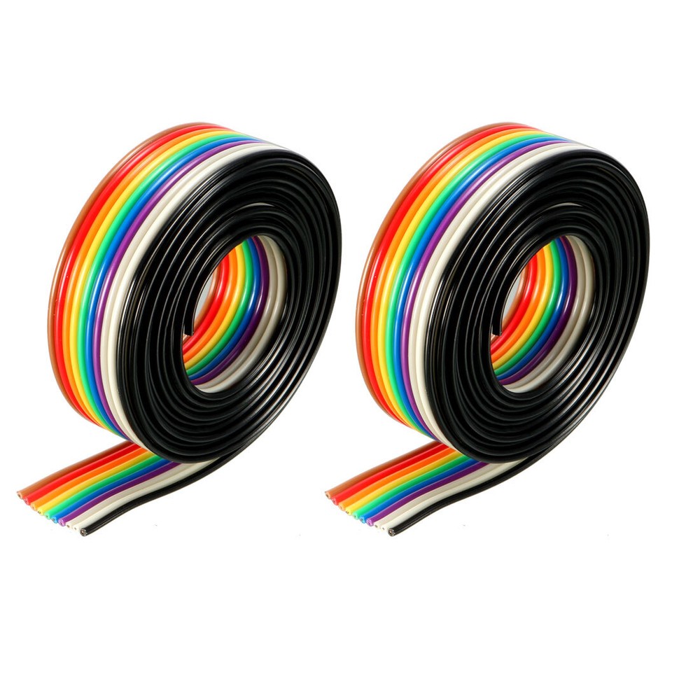 Flat Ribbon Cable 10P Rainbow IDC Wire 1.27mm Pitch 1m Long 2pcs
