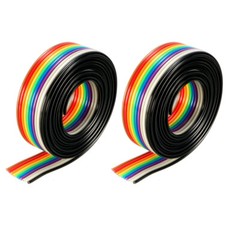 Flat Ribbon Cable 10P Rainbow IDC Wire 1.27mm Pitch 1m Long 2pcs