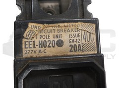 LOT OF 2 I-T-E EE1-H020 CIRCUIT BREAKER 20A 1 POLE 277VAC