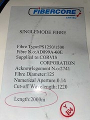 25 Meters Boron Doped Intrinsically Photosensitive Fiber C&L BRAG Grating FBG