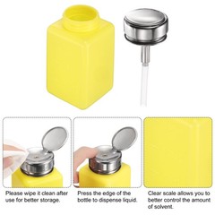 5pcs Solvent Alcohol Dispenser 180ml Push Down Nail Polish Remover Bottle Yellow