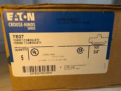 (Box of 5) Crouse-Hinds TB27 3/4″ Iron Form 7 Rigid Conduit Outlet Body NEW