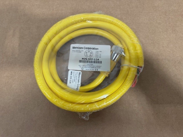 Mencom MIN-5FP-12A MIN Size I Cordset 5 Pole Female Straight 12 Ft 8A Yellow PVC