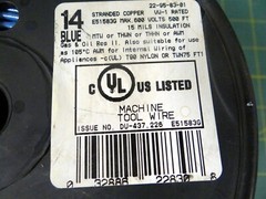 MTW 14 Gauge Blue Stranded Copper Wire – Partial Reel – Approx. 275′