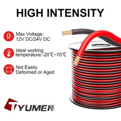 100FT 12/2 Gauge 2pin 2 Color Red Black Cable Hookup Electrical Wire LED Stri…
