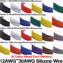 30/28/26/24/22/20/18/16/14/12 awg Silicone Stranded Wire Kits 6 Colors Mixed 30M