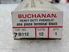 Buchanan B112 Heavy Duty Phenolic Terminal Block 12 Circuit 600V One Piece Strip