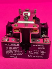 Square D 8501C06V20 Ser C Power Relay SPST NO 30A @300VAC Coil 120V 50/60HZ