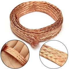 1m 3.3ft 6/15mm Flat Coppers Braid Cable Bare Coppers Braid Wire Ground Lea