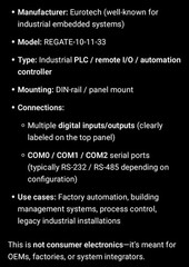 Eurotech Regate -10-11-33 Industrial PLC Controller I/O Module DIN Rail New