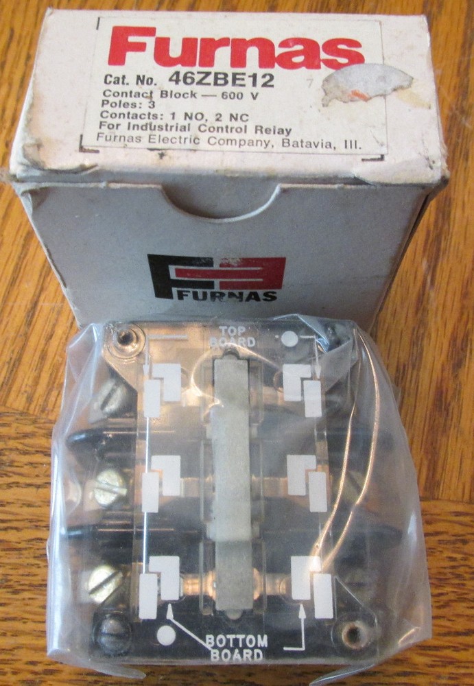 NEW LOT OF 3 Furnas 46ZBE12 Contact Block 600 Volts 3 Poles 1 NO 2 NC E12 10A