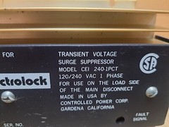 Electrolock Transient Voltage Surge Suppressor Model No. CEI 240-1PCT