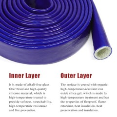 Silicone/Fiberglass Fire Sleeving High Temp Insulation Sleeve Φ20mm Φ25mm Blue