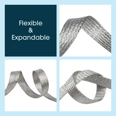 1/2″W Tinned Copper Metal PET Expandable Braided Sleeving Flexible Cable Mesh